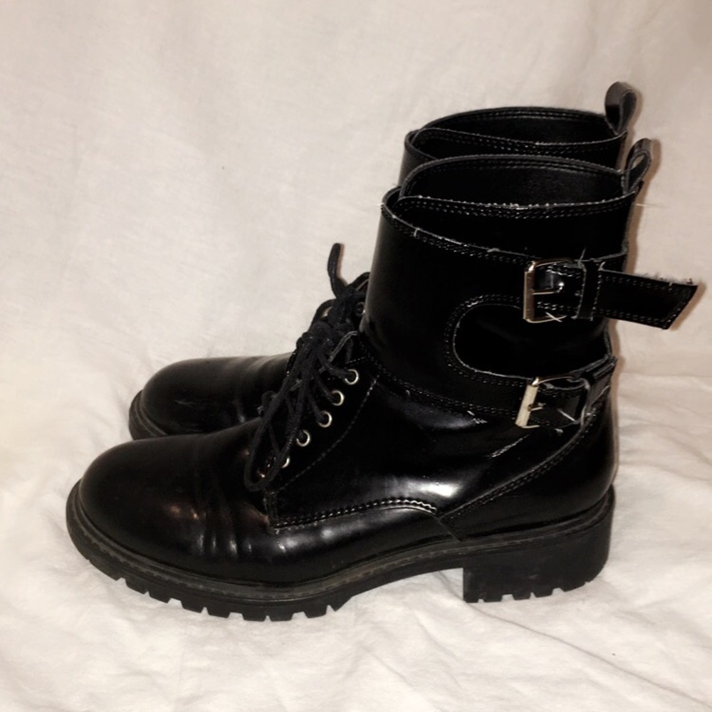 Zara Basic Buckle Combat Boots
